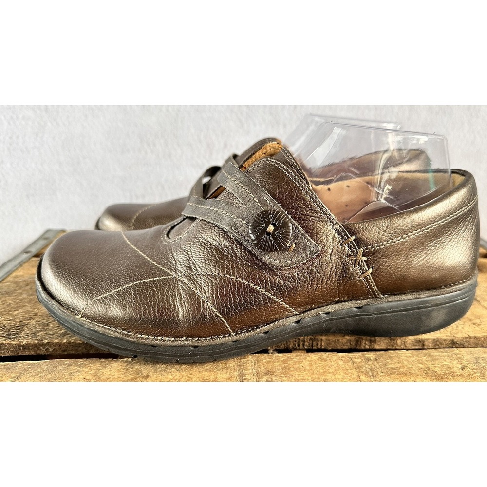 Clarks Shoes Comfort Leather Metallic Slip On Comfort 7.5 Women’s Travel